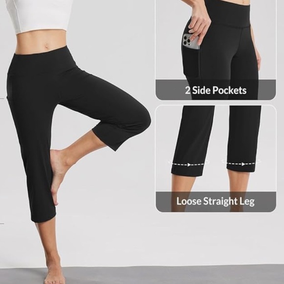 NEW - Small Rosvigor Black 
Capri loose Active Yoga Pants - Picture 6 of 9